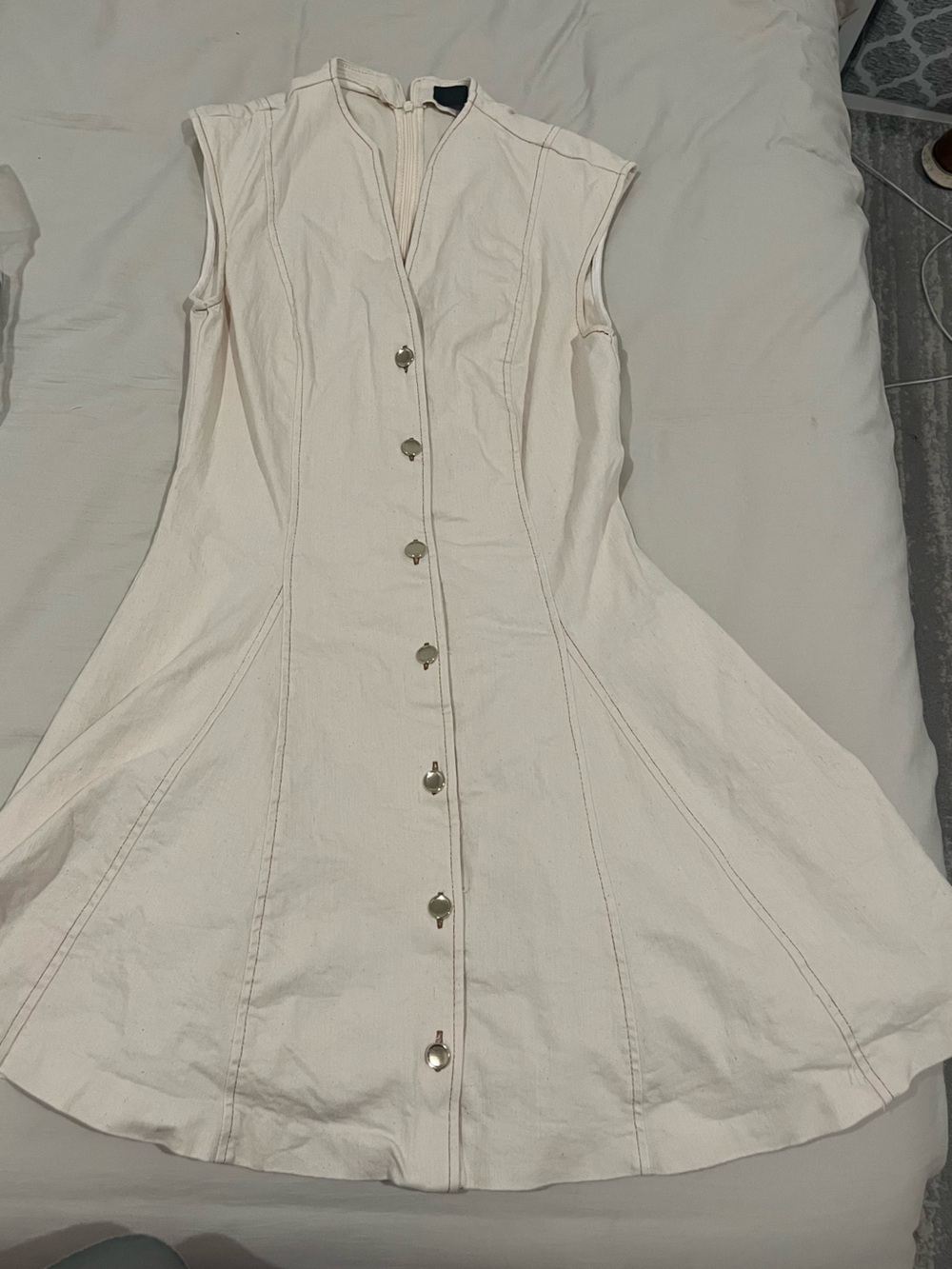 Zara Cream Button-Front A-Line Dress